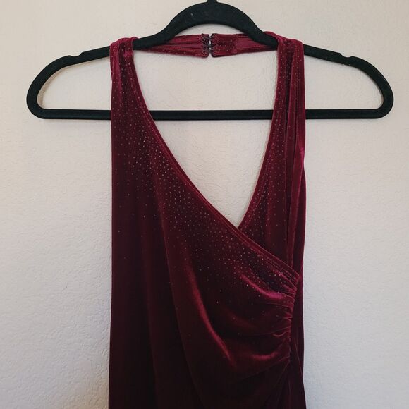 Y2K RAMPAGE Red Burnout Velvet Halter Midi Dress Size Small Whimsigoth Fairy - Picture 2 of 6